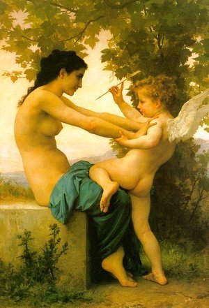 William-Adolphe Bouguereau - Young Girl Defending Herself against Eros 1880