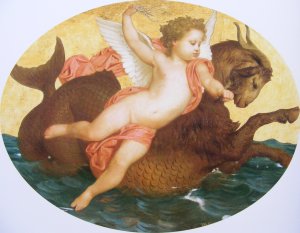 Cupid on a sea monster